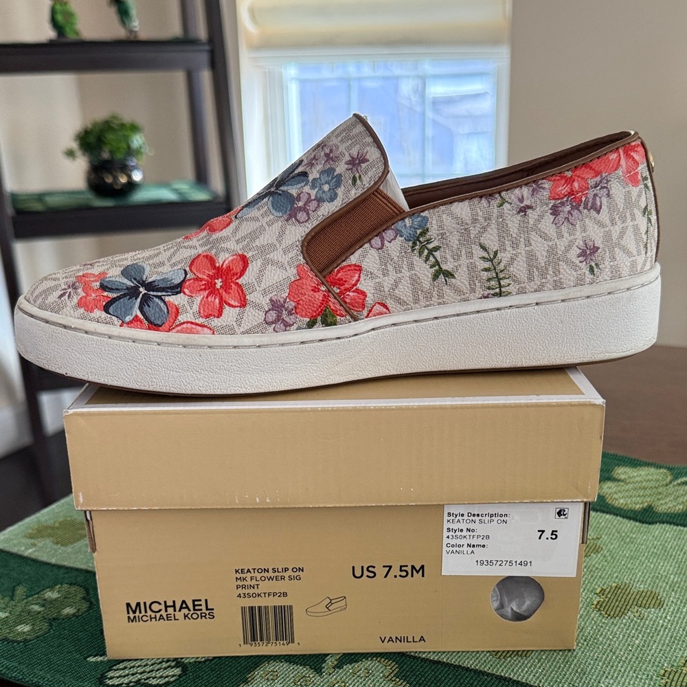 Michael Kors Keaton Women's Floral Slip-On Sneakers - Picture 2 of 4